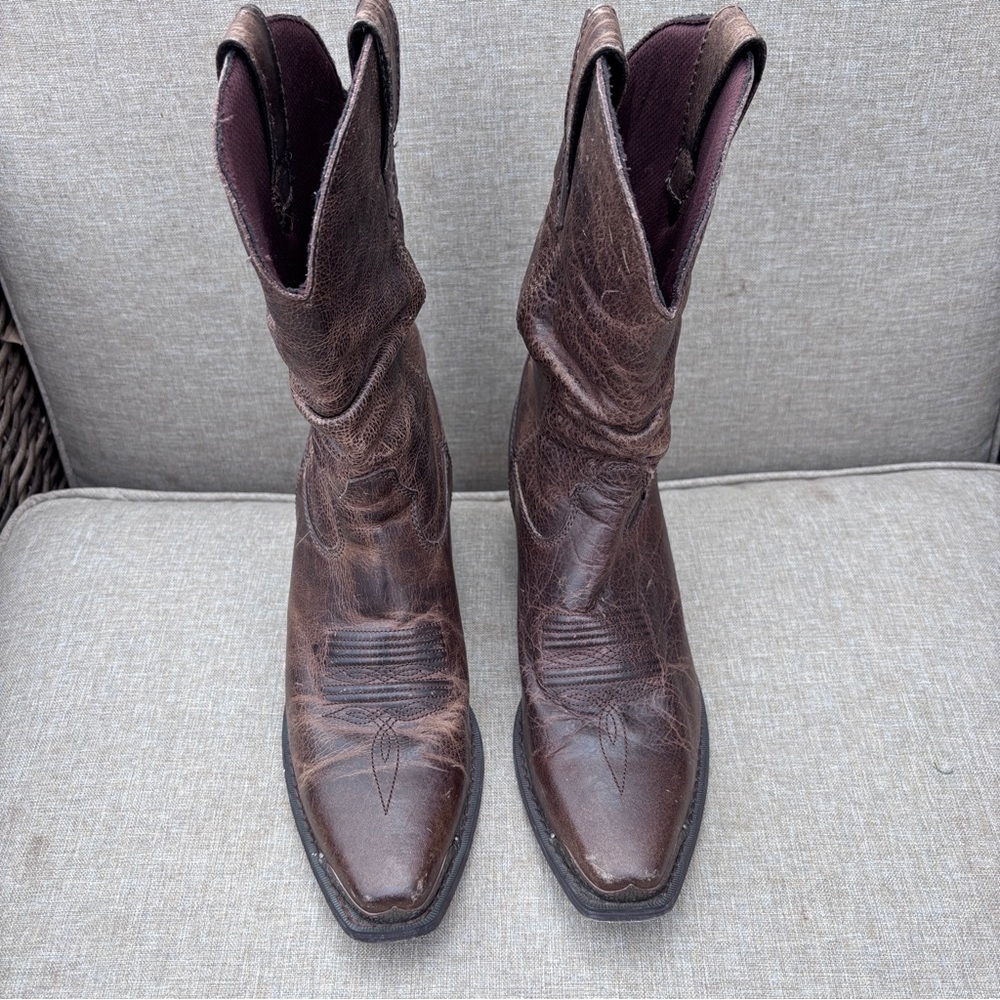 Durango Crash Slouch Western Cowboy Boots in Brown Distressed Leather